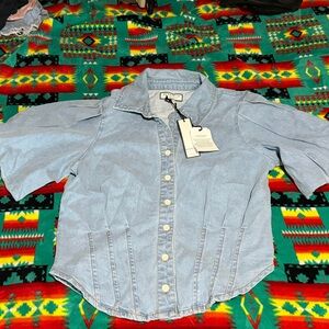 Chic Light Blue Denim Blouse